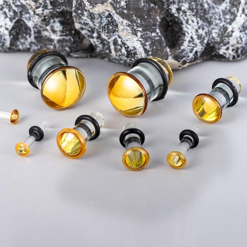 Atomhole Store 8 Pairs/16Pcs 14G-00G Glass Ear Gauges Stretching Kit Short Taper Expander Plugs Solid Tunnels Body Piercing Jewelry Set - Image 5